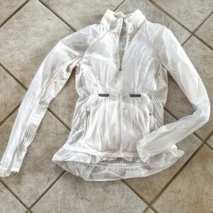 White Lightweight See-through Lululemon Jacket with Synched Waist & Cuffs Size 8